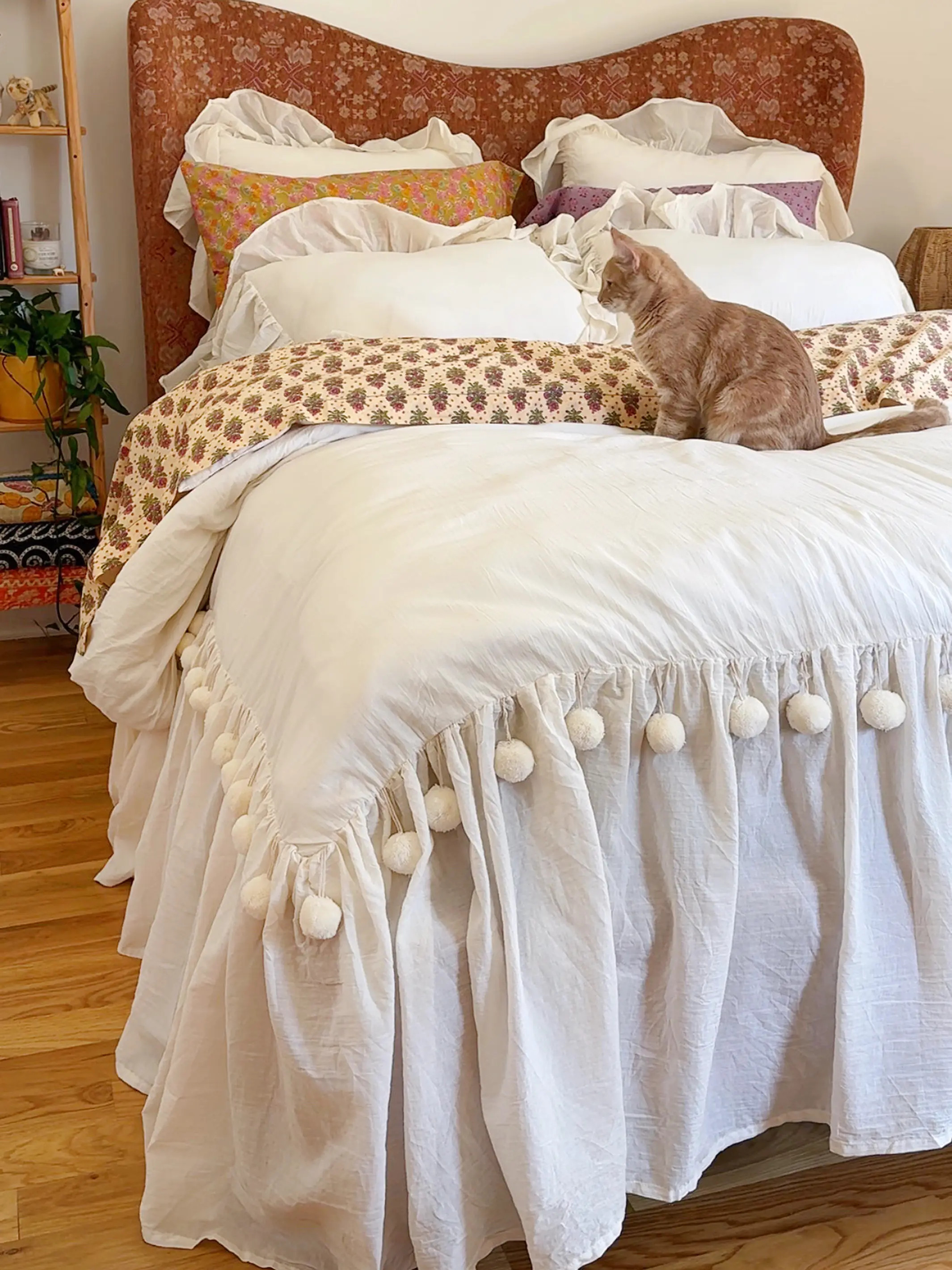 Cotton Ruffle Duvet Cover - Cream Pom Pom | Natural Life