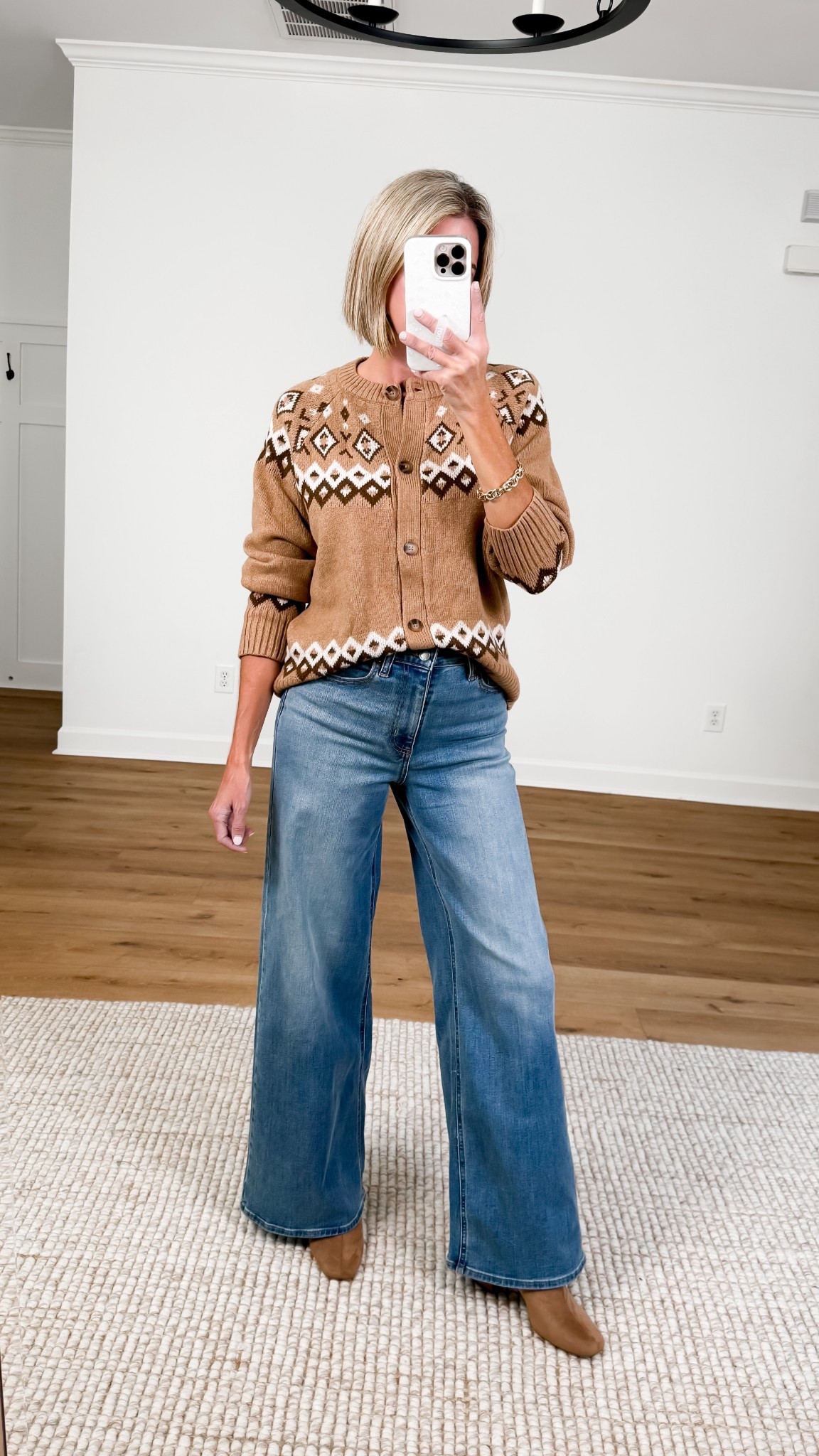 Casual Thanksgiving outfit idea - Walmart fall outfit - Fair isle cardigan wearing an xs - Target wide leg jeans in a size 8 

 
Holiday outfit 



#LTKStyleTip #LTKFindsUnder50 #LTKSeasonal