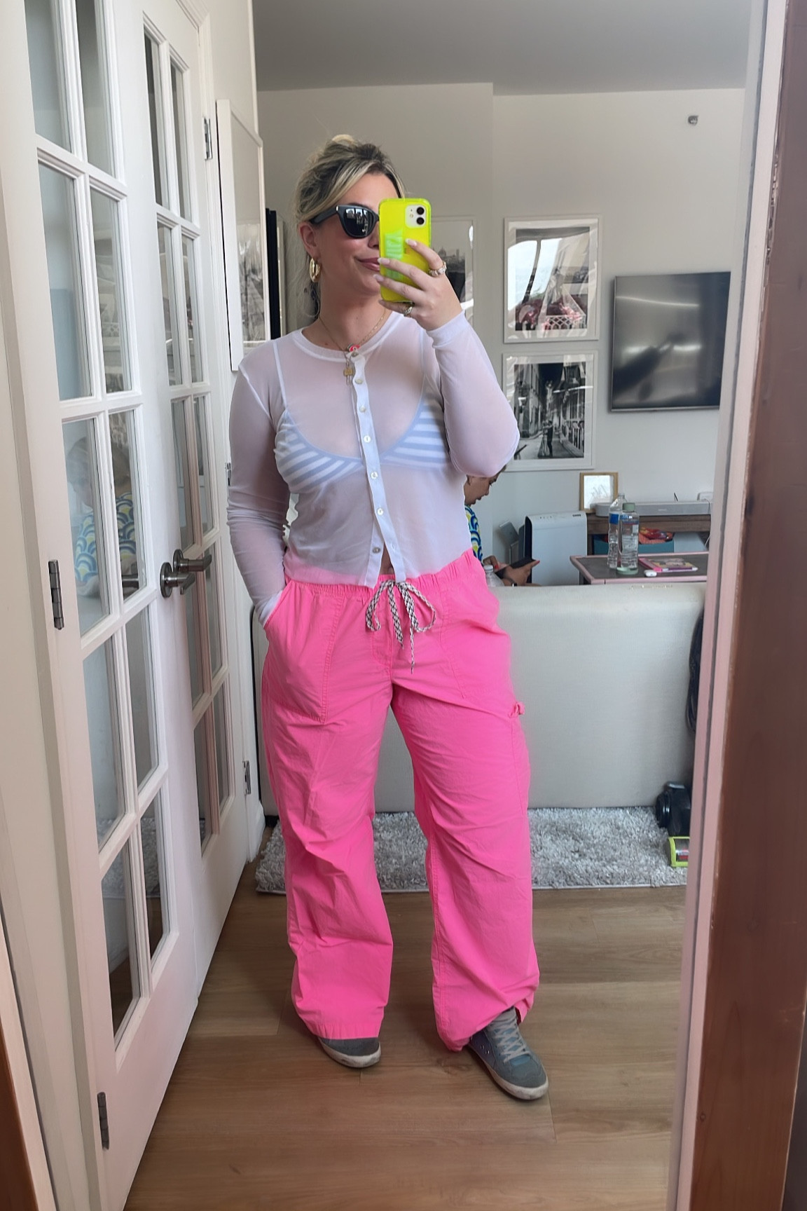 OOTD. Pants are sold out but linked similar style, sheer white cardigan is Shopbop, bra is Brandy Melville but not linkable 

#LTKSeasonal #LTKstyletip #LTKFind