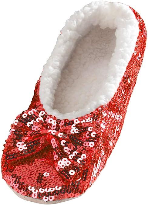 Snoozies Ballerina Bling Metallic Shine Women Slippers | Sequin House Slippers for Women | Slippe... | Amazon (US)