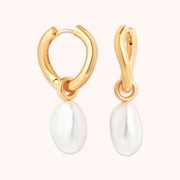 Serenity Pearl Charm Hoops in Gold | Astrid and Miyu