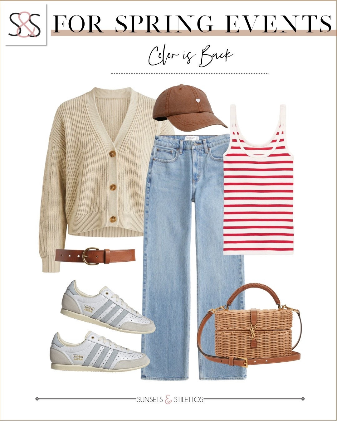 I'm always reaching for this cardigan and striped tank combo when I want to look polished without trying too hard.

spring cardigan outfit casual baseball cap striped tank top wide leg jeans wicker purse sneakers brown belt spring events comfortable style

#LTKSeasonal #LTKOver40 #LTKootd