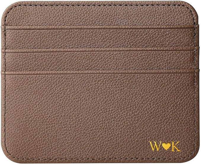 Custom Leather Credit Card Holder Wallet, Personalized Name Initials Slim Wallet Front Pocket Min... | Amazon (US)