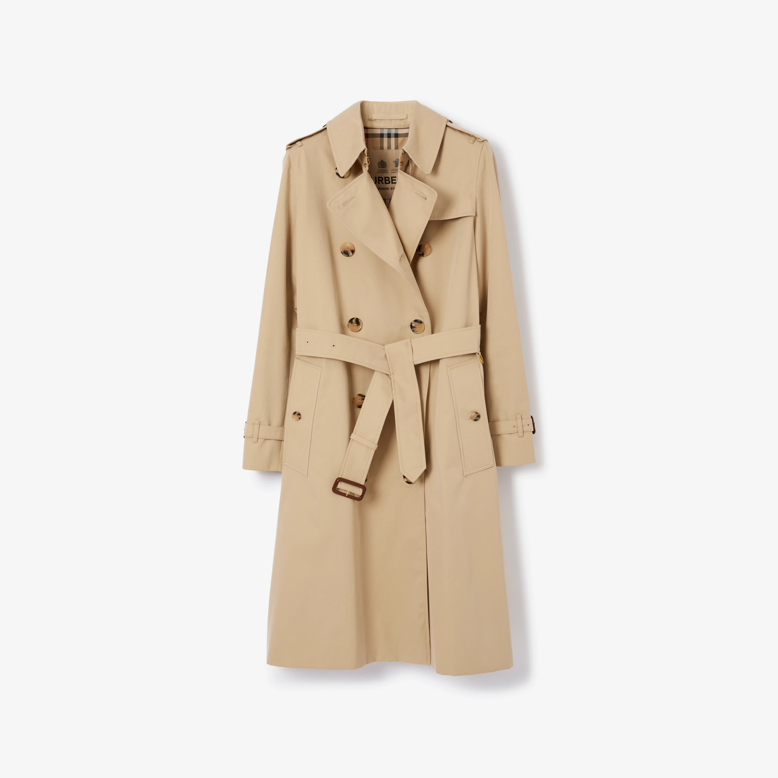 Long Kensington Heritage Trench Coat in Honey - Women, Cotton Gabardine | Burberry® Official | Burberry (US)