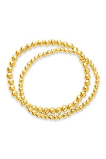 14K Gold Plated Beaded Stretch Bracelet Set | Nordstrom Rack
