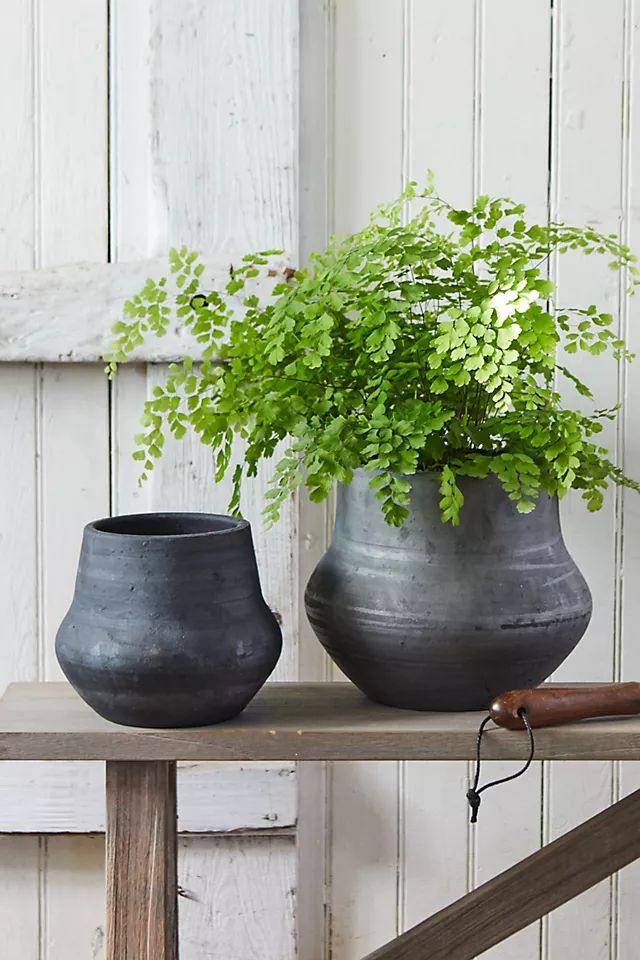 Charcoal Ceramic Bell Jar Planter, 9" | Anthropologie (US)