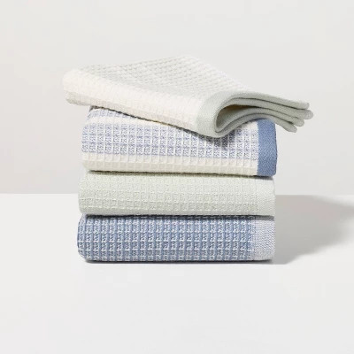 Set of 4 Waffle Dishcloths Blue/Green - Hearth & Hand™ with Magnolia | Target