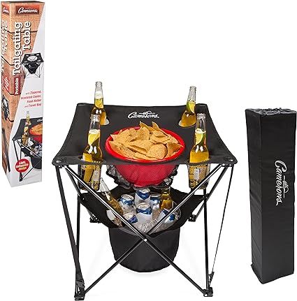 Tailgating Table- Collapsible Folding Camping Beach Table with Insulated Cooler, Food Basket and ... | Amazon (US)