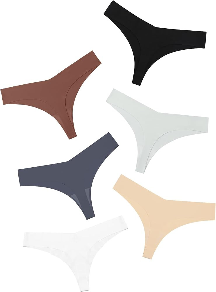 DEANGELMON Seamless Thongs for Women No Show Thong Underwear Women Comfortable Multiple Pack | Amazon (US)