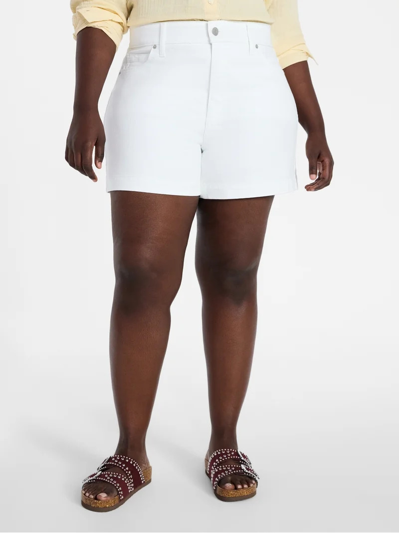 Terra & Sky Women's Plus High Rise A Line Denim Shorts, 5" Inseam, Sizes 16W-26W | Walmart (US)
