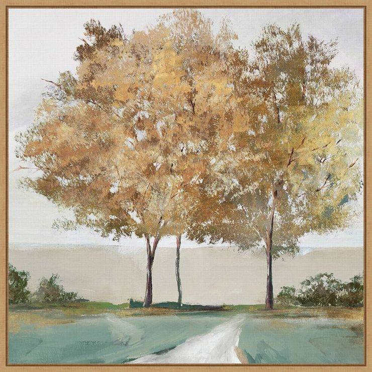 22" x 22" Golden Forest Shimmer by Isabelle Z Framed Canvas Wall Art Light Brown - Amanti Art | Target