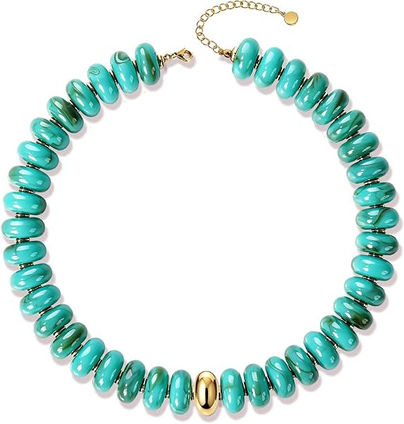 EJU Chunky Beaded Necklace for Women Trendy Colorful Resin Statement Choker Necklace Boho Handmad... | Amazon (US)