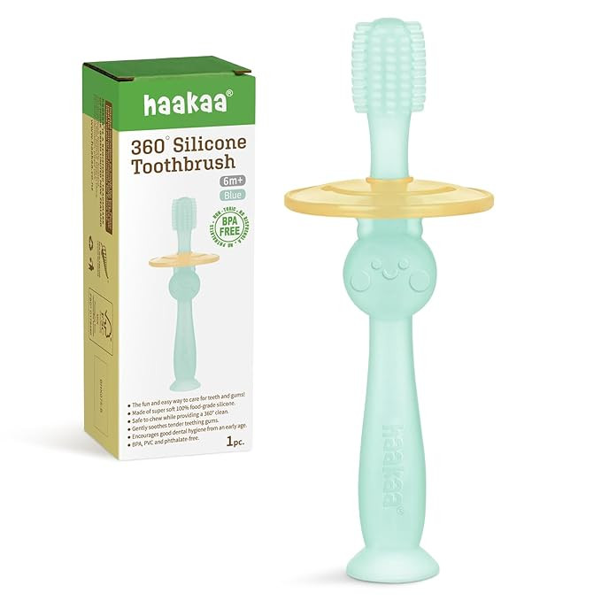 haakaa 360° Baby Toothbrush with Suction Base - Gentle Cleaning for Toddler's Self-Brushing Trai... | Amazon (US)