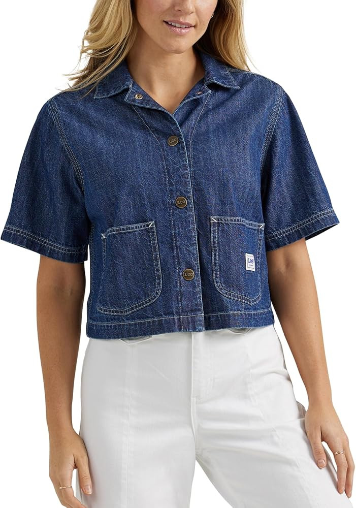 Lee Women's Legendary Short Sleeve Crop Chore Shirt | Amazon (US)