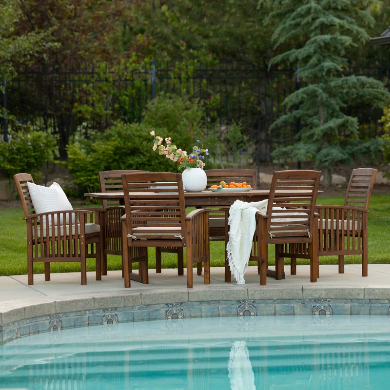 Anje Rectangular 6 - Person 55" Long Acacia Dining Set with Cushions | Wayfair North America