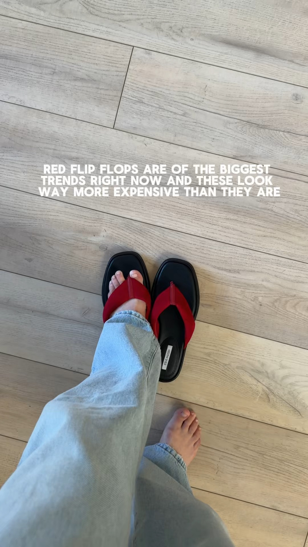 Red flip-flops are trending hard right now and these are perfection. And so is the price.  Runs tts 


@stevemadden-us ￼

#LTKootd #LTKdayinmylife #LTKSeasonal