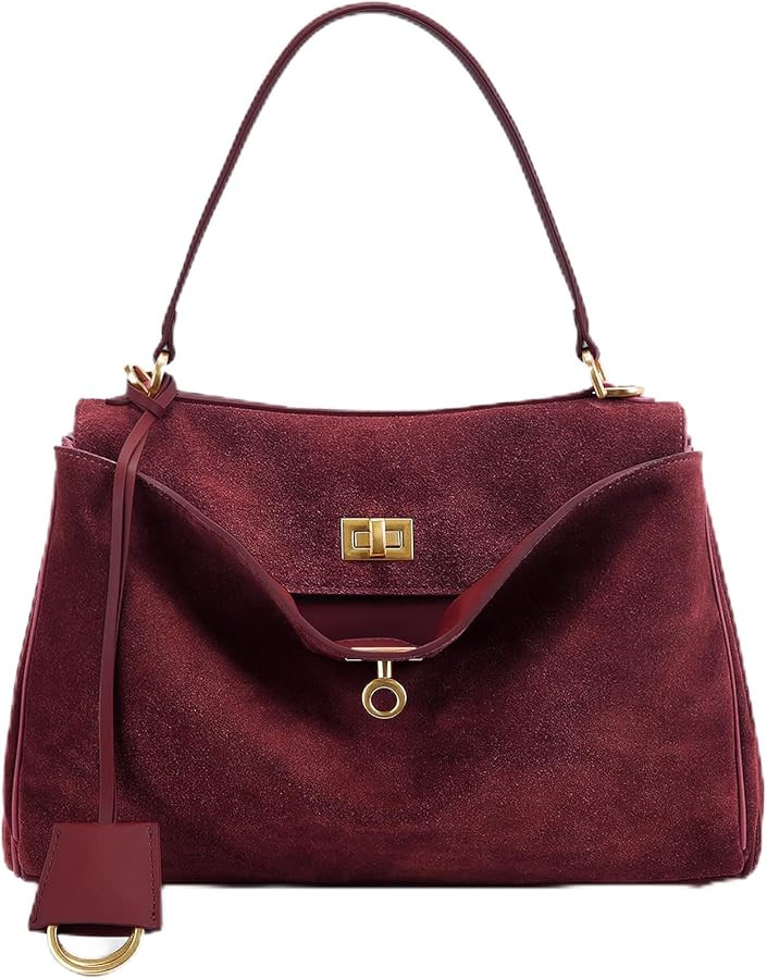 Genuine Leather Purse for Women: Suede Leather Tote Bag - Fashion Ladies Shoulder Handbag for Tra... | Amazon (US)