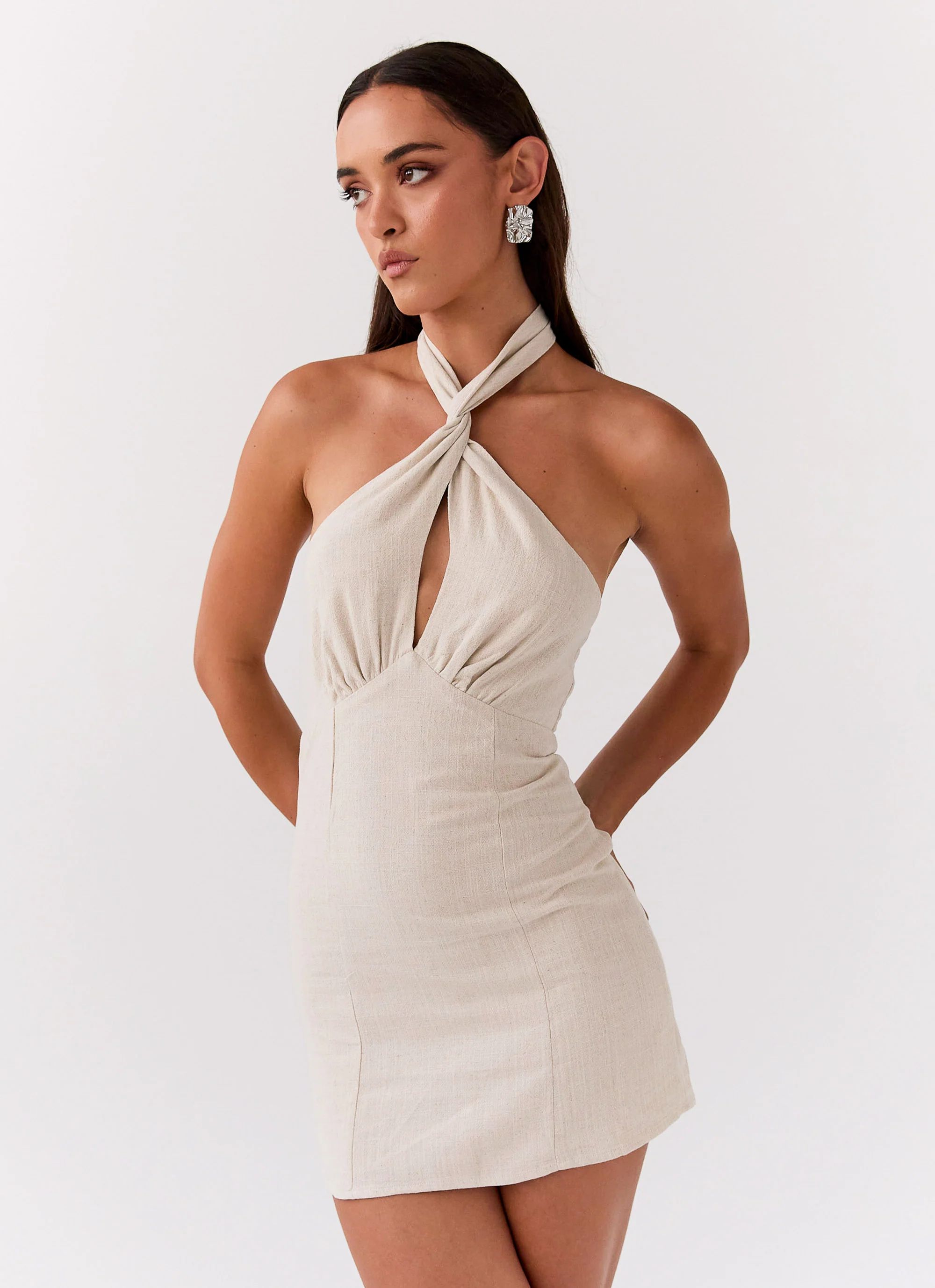 Sabine Linen Mini Dress - Oatmeal | Peppermayo (Global)