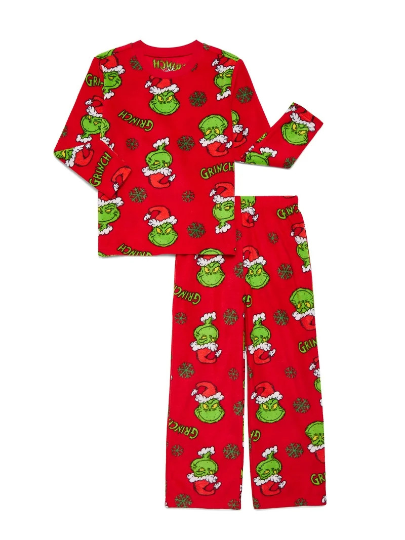 How the Grinch Stole Christmas Boys Long Sleeve Top and Pants Pajama Set, 2-Piece, Sizes 4-12 | Walmart (US)