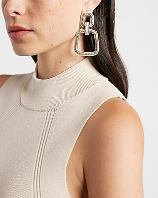 Metallic Doorknocker Drop Earrings | Express