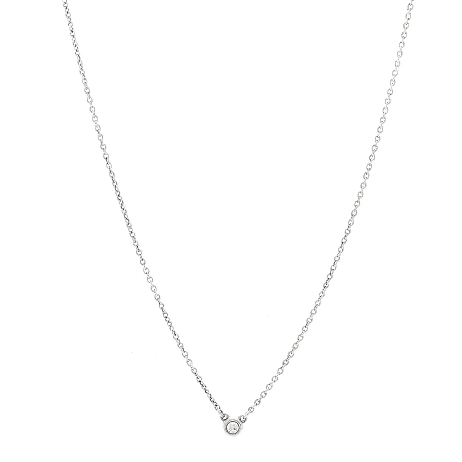 Tiffany Sterling Silver Diamond .03ct Elsa Peretti Diamonds by the Yard Pendant Necklace 1959250 | FASHIONPHILE (US)