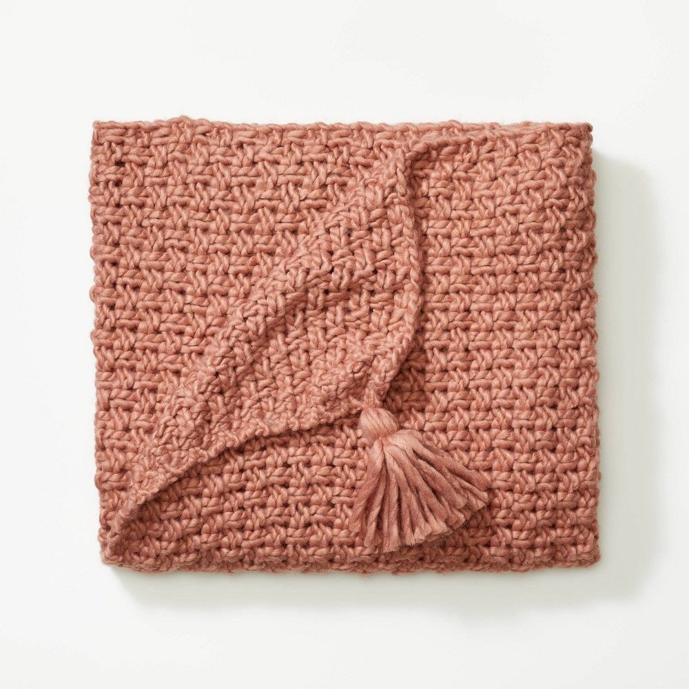 Chunky Knit Throw Blanket Clay - Threshold designed with Studio McGee | Target