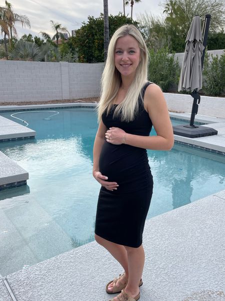 the cutest little black maternity dress for only $20! the fabric is nice and thick and the side rouging is very flattering for a growing bump 🥰

#LTKstyletip #LTKbump #LTKbaby