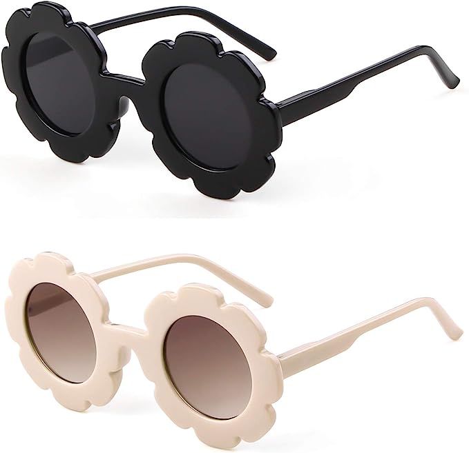 ADEWU Sunglasses for Kids Round Flower Cute Glasses UV 400 Protection Children Girl Boy Gifts | Amazon (US)