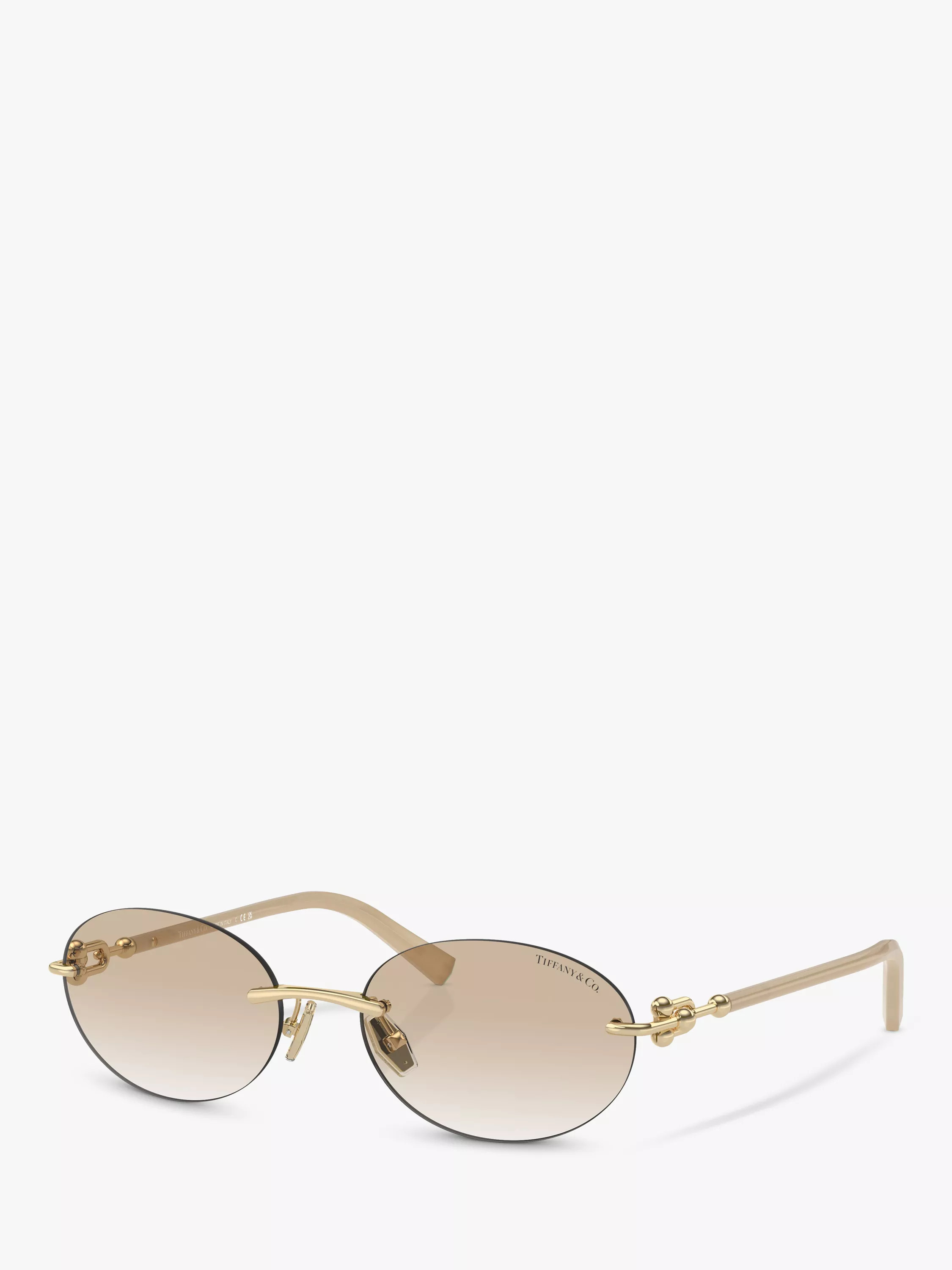 Tiffany & Co TF3104D Women's Oval Sunglasses, Pale Gold | John Lewis (UK)