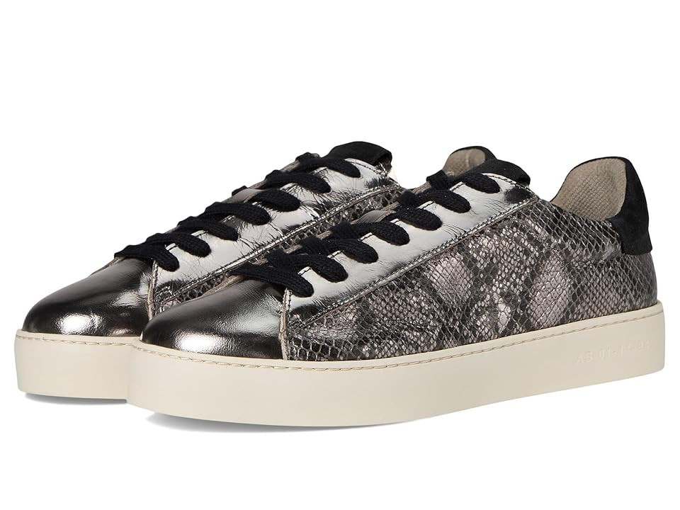 AllSaints Shana Met Sneakers Women's Shoes Silver/Black : 9.5 M, Leather | Zappos