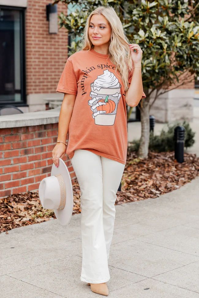 Pumpkin Spice Weather Rust Comfort Color Graphic Tee | Pink Lily