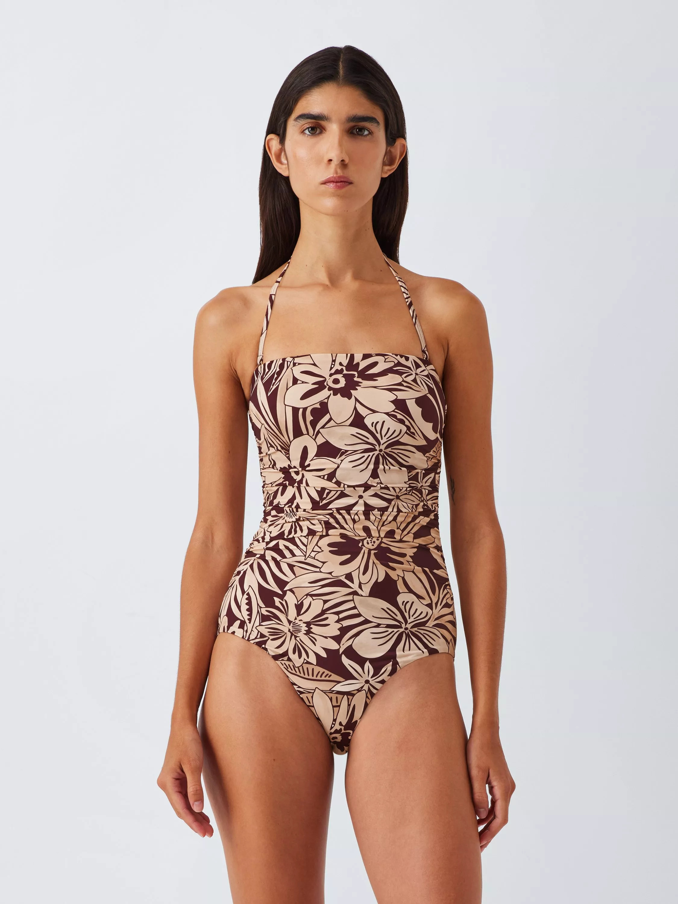 John Lewis Mali Floral Ruched Swimsuit, Multi | John Lewis (UK)
