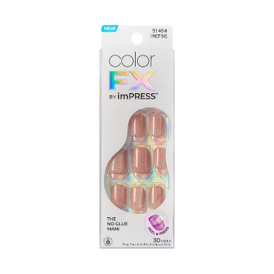 KISS Nails imPRESS ColorFX Press-On Fake Nails - Short Squoval - Starstruck - 33ct | Target