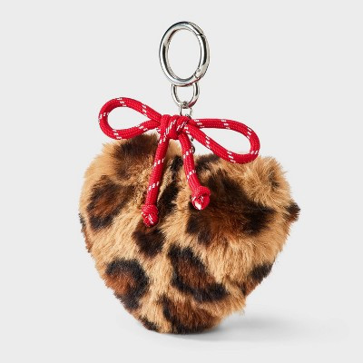 Faux Fur Leopard Print Heart & Cord Bow Bag Charm - Wild Fable™ Multi | Target