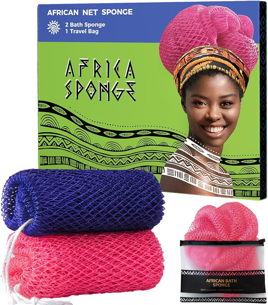Loofah Sponge African Net Authentic - 2 Pieces Real African Exfoliating Sponge with Knots - Afric... | Amazon (US)