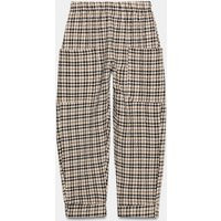 Zara - Plaid Pants With Elastic Waistband - Sand/Brown - L - Woman | Zara US