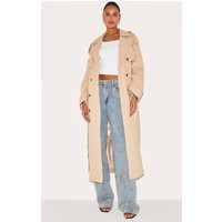 Beige Belted Double Breasted Trench Coat | PrettyLittleThing US