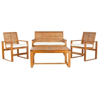 Ozark 4pc Acacia Wood Patio Conversation Set - Natural - Safavieh | Target