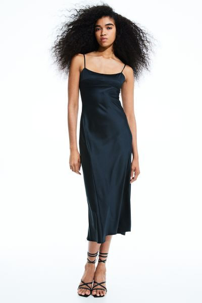 Satin slip dress - Black - Ladies | H&M US | H&M (US + CA)
