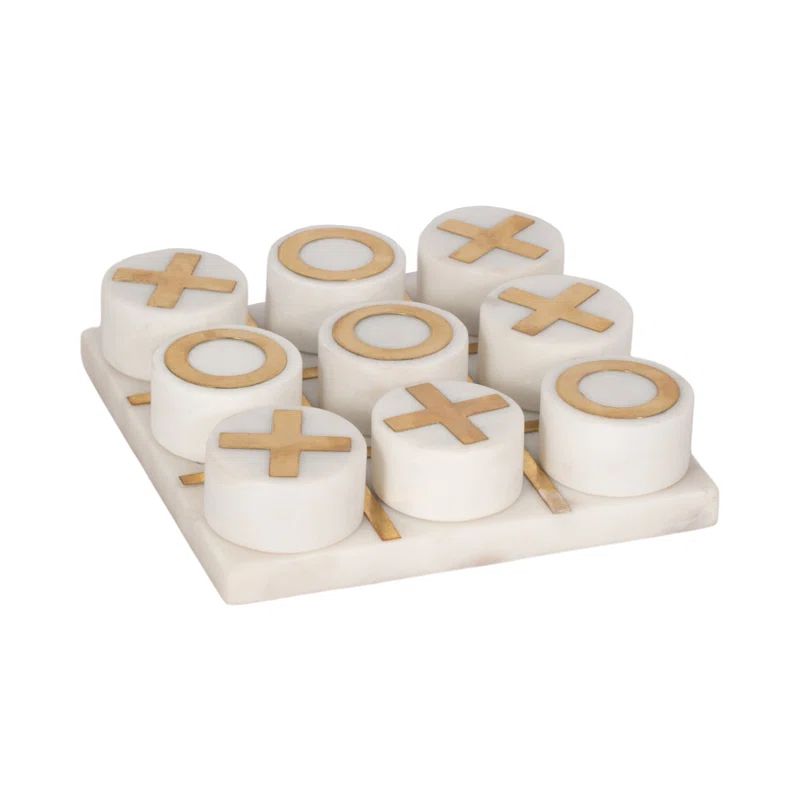 Decorative Tic Tac Toe Game Contemporary Stylish and Gold Marble Family Game Night | Wayfair North America