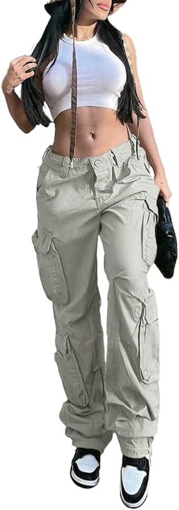 QYANGG Baggy Cargo Pants Women High Waist Pants for Women Loose Pocket Jogger Straight Wide Leg Y... | Amazon (US)
