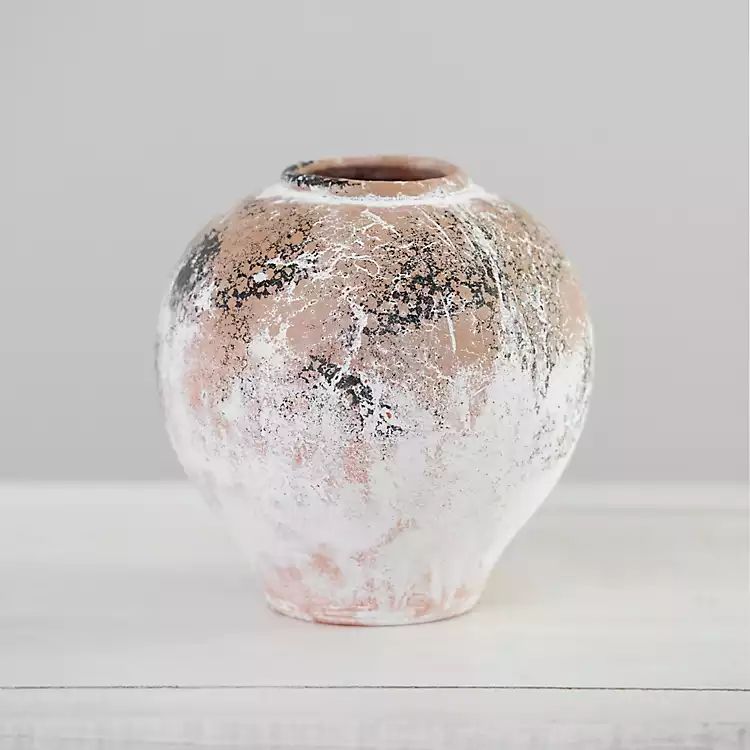 Antiqued White Earthenware Pot Vase | Kirkland's Home