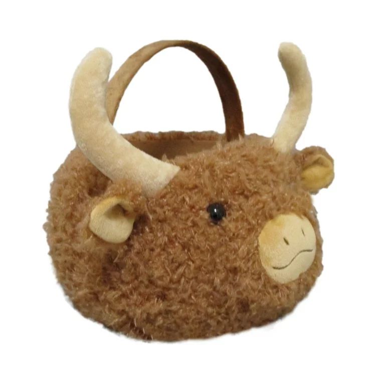 Way To Celebrate Easter 10.5" Plush Bull Easter Basket, Brown | Walmart (US)