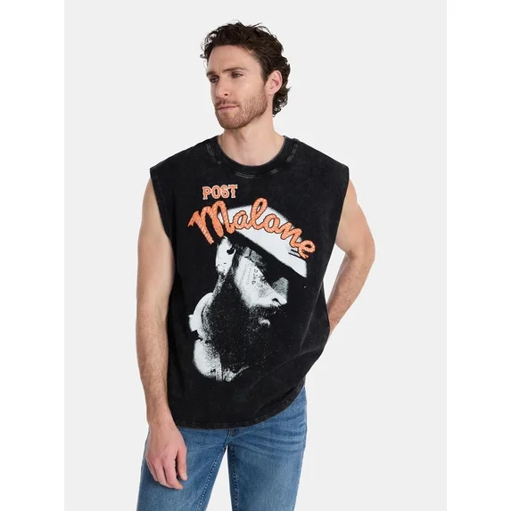 Post Malone Men's & Big Men's Washed Cotton Graphic Muscle Tank Top, Sizes XS-5XL | Walmart (US)