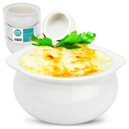 [6 Packs] French Onion Soup Crock - Ivory Premium Ceramic Porcelain Bowls Microwave Oven Safe For So | Walmart (US)