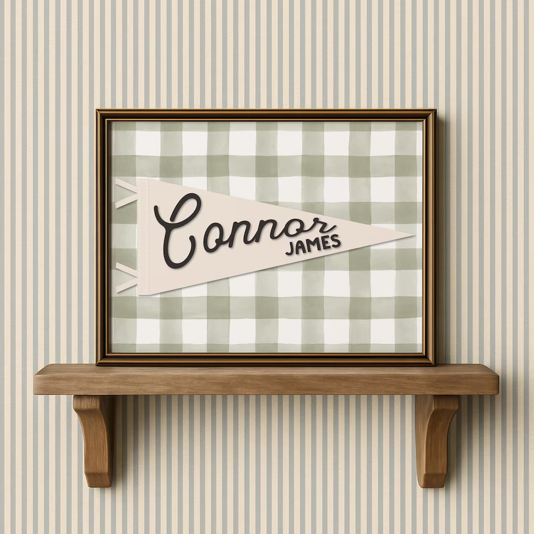 Personalized Nursery Name Sign Kids Name Pennant Banner Vintage Pennant Wall Art Custom Baby Name... | Etsy (US)