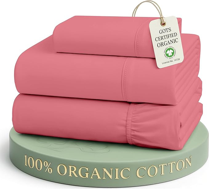 LANE LINEN Twin XL Sheets 100% Organic Cotton Cooling Soft - Mineral Red | Organic Cotton Percale... | Amazon (US)