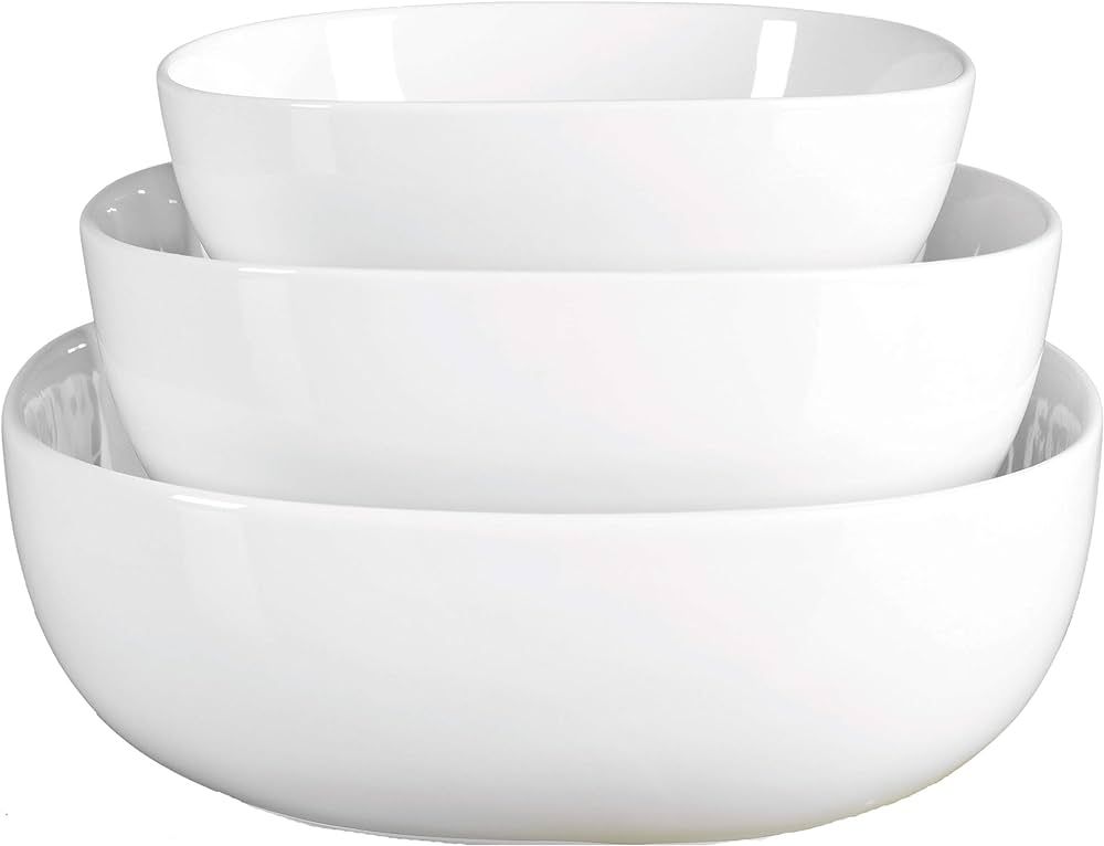 Denmark White Porcelain Chip Resistant Scratch Resistant Commercial Grade Serveware, 3 Piece Serv... | Amazon (US)