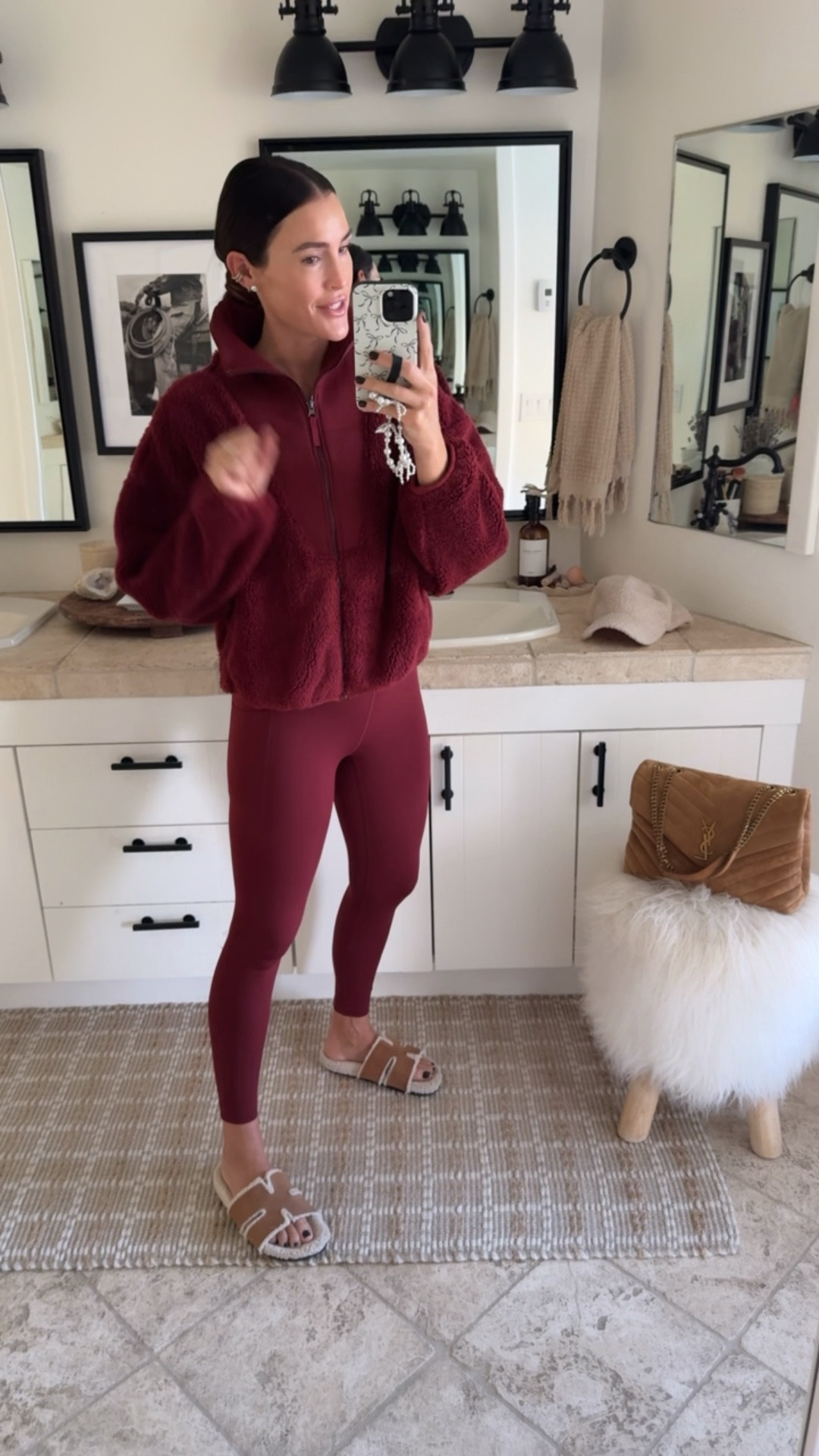 Target activewear in burgundy - leggings and Teddy jacket! Wearing smalls. 
Coming in more colors! 

Workout 
Pilates 

#LTKFindsUnder50 #LTKActive
