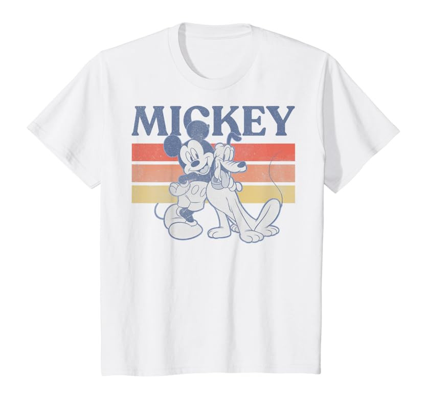 Disney Mickey And Friends Mickey And Pluto Retro Line T-Shirt | Amazon (US)